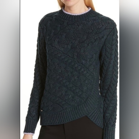 Ted Baker Sweaters - Ted Baker Dark Teal Cable Knit Crewneck Sweater